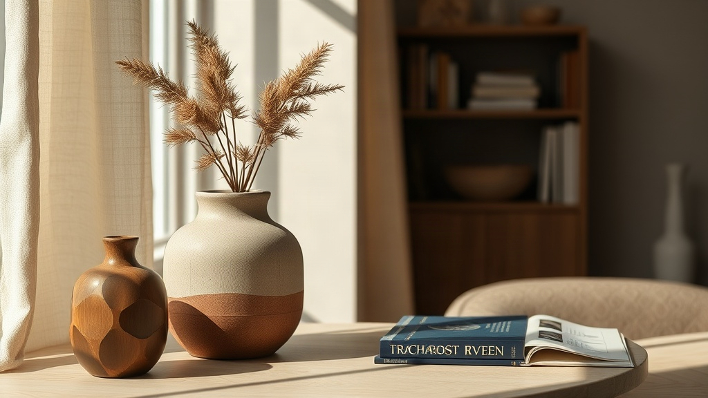 A stack of Persian schoolbooks and a pencil cup on a wooden school table, soft light.